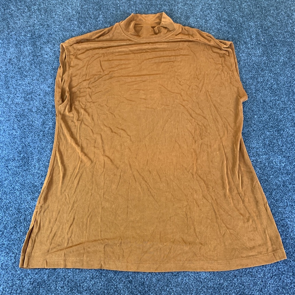 Coldwater Creek Knit Top Womens 2XL Brown Stretch Mock Neck Pullover Sleeveless